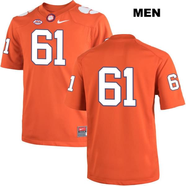 Men's Clemson Tigers #61 Kaleb Bevelle Stitched Orange Authentic Nike No Name NCAA College Football Jersey DKM5846OI